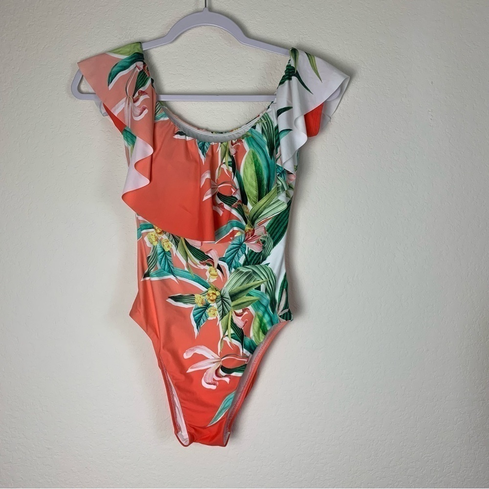 Trina Turk Womens costa de prata green orange one piece swimsuit 4